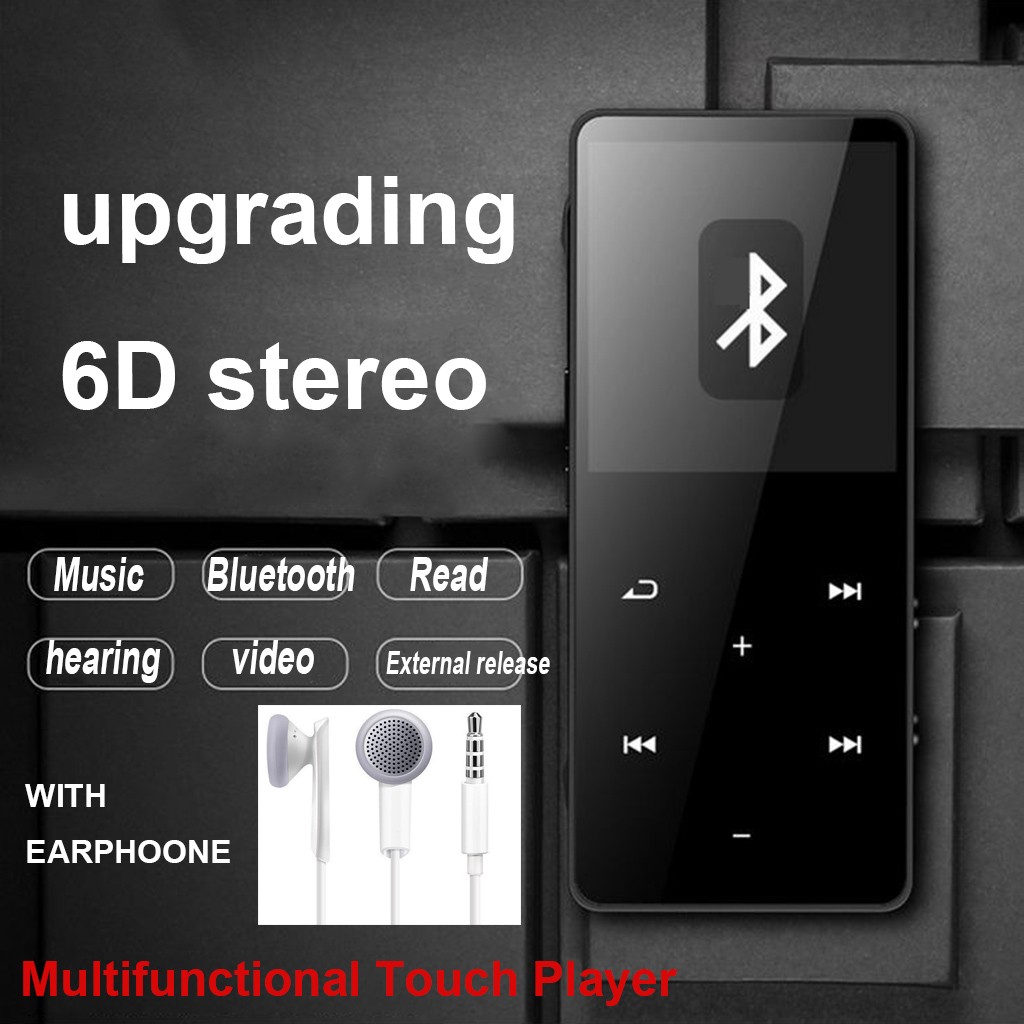 Mini Bluetooth MP3 MP4 Player 4GB With FM Media Touch Key Sport Music Speakers TXT E-book FM Recorder TF Card Droshipping#T2