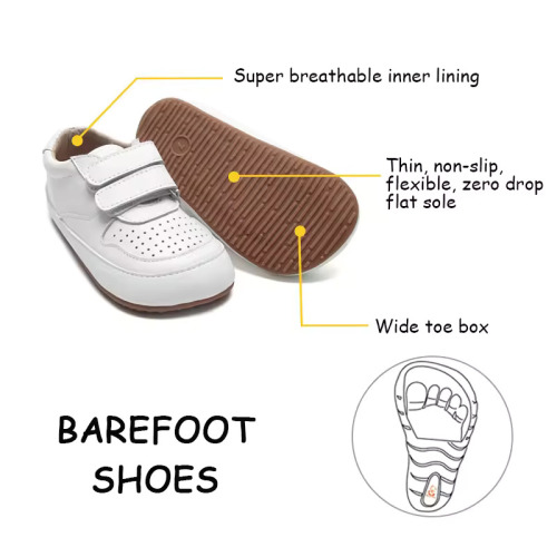 Zapatos de cuero descalzo para niños - Caja de punta ancha (niños y niñas)