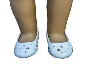 Pierced Design White PU Doll Shoes , 18 inch Madame Alexand