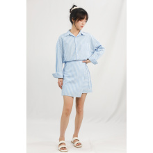 French Slimming Striped Shirt Dress