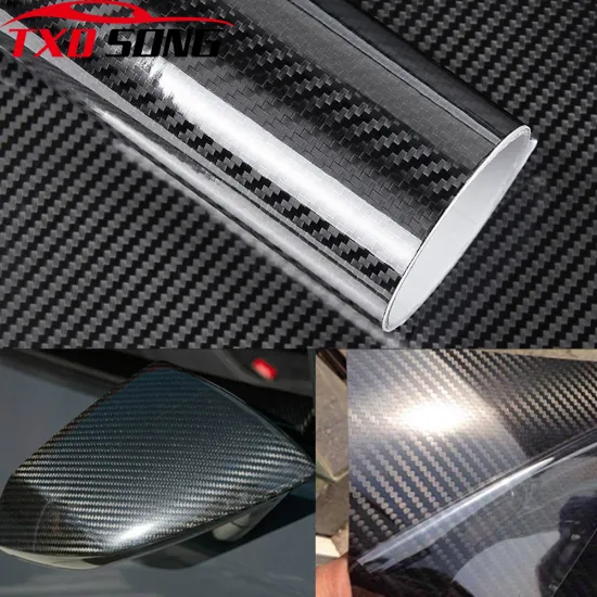 Car Styling 10/20/30CM*152CM Glossy Black 5D Carbon Fiber Vinyl film Car Wrap With Air Free Bubble DIY Car Tuning Part Sticker