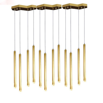 Lampadario da pranzo a tubo lungo dorato personalizzato 3W