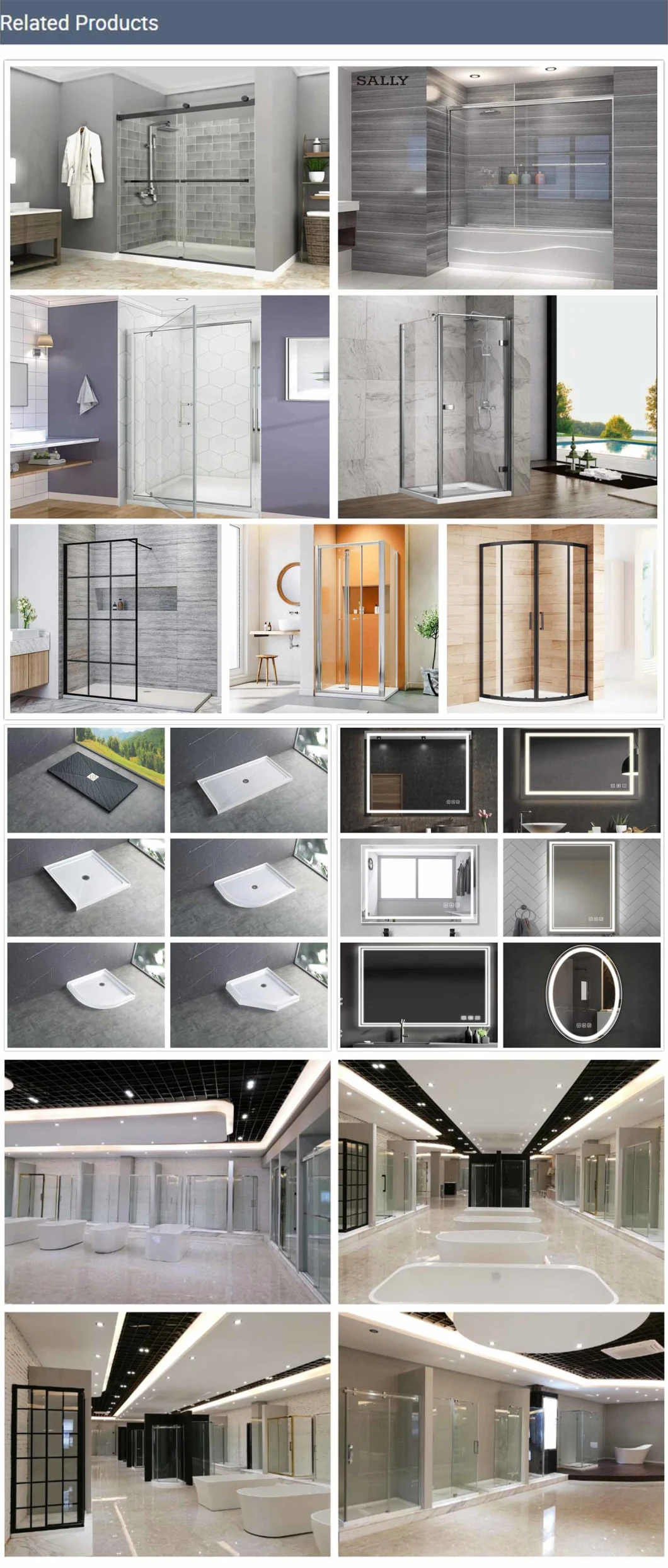 Sally Bathroom Alcove Rectangle Barn Door Tempered Glass Double Sliding Door Shower Enclosures Bypass Shower Doors