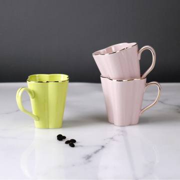 European Style Luxury Colorful Ceramic Mug with Gold Rim and Handle