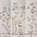 lavender flower bird hand-painted wallpaper