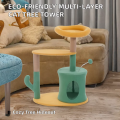 Modern Luxury Heavy Duty Cat Tree Tower Solid Wood Faux Fur Scratching Post for Large Cats Indoor Climbing Playground Reinforced