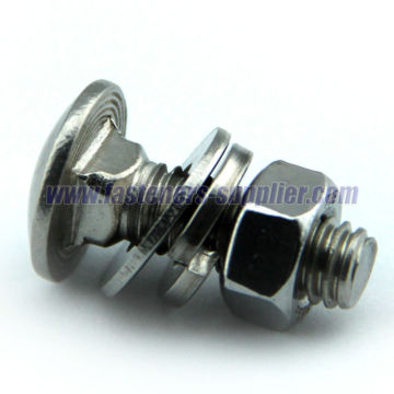 Stainless steel carriage bolt with nut and washers supplier