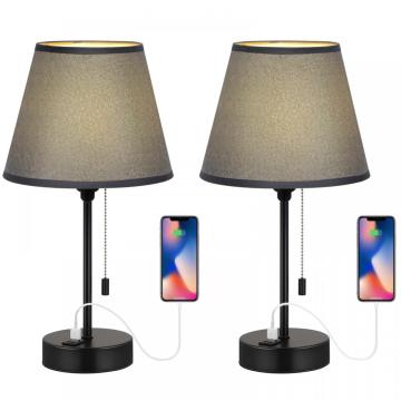 Set von 2 schwarzen kleinen Nachttischlampen