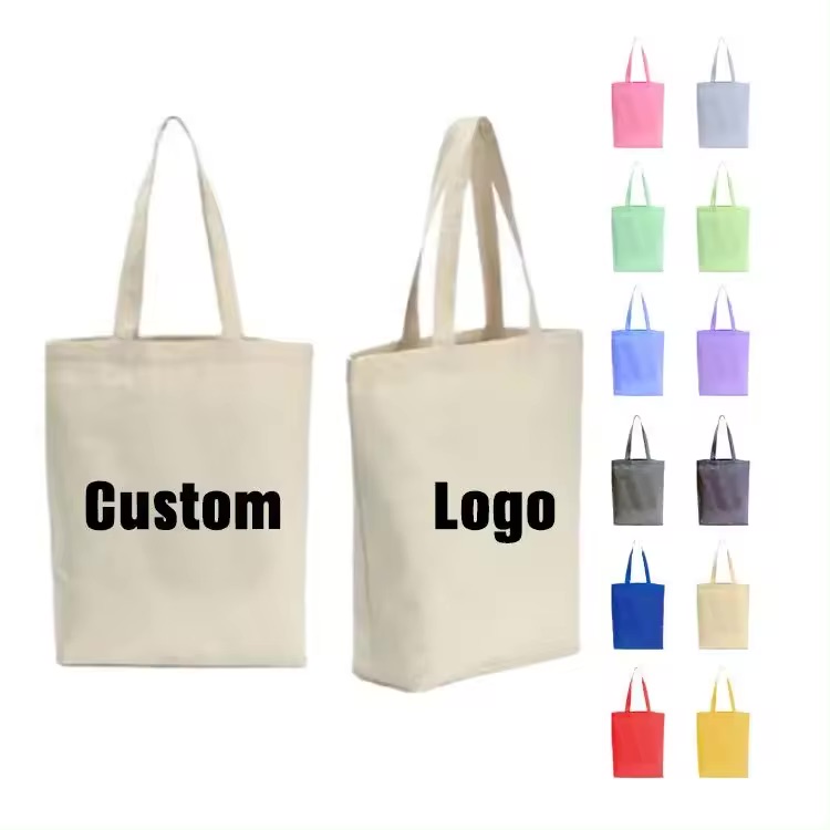 large canvas tote bags bulk with printed logo