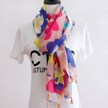 Chinese style scarf digital Printing Silk Satin Custom Long Scarf