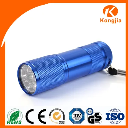Ultra Bright Colorful Aluminum AAA Dry Battery Mini 9 Led Fleshlight Torch