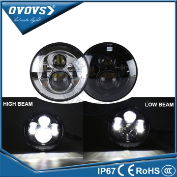 OVOVS 7 inch auto part high low beam DOT round 12v 40w led headlight for wrangler