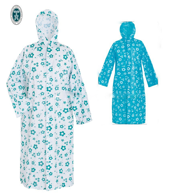 Pvc Long Raincoat with pattern