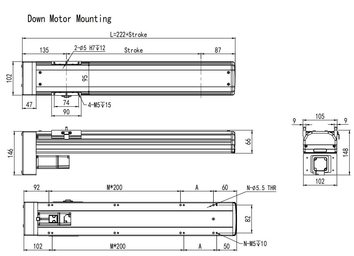 100mm Linear Module Down Mounting