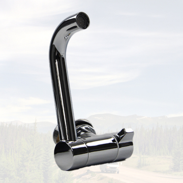 Black Rotatable Faucet - Hot and Cold Kitchen and Bathroom Tap for Boats and Campers