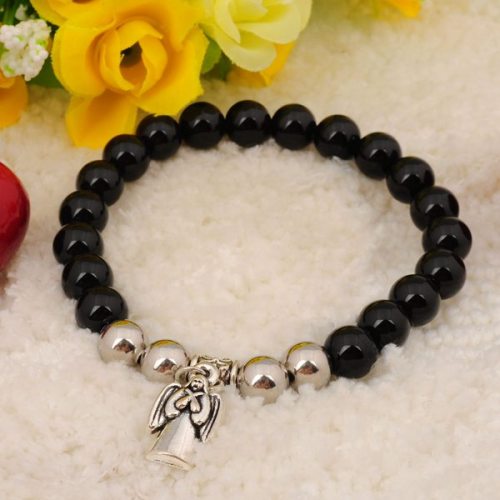 Natural Black Onyx Bracelet Gemstone jewelry alloy pendants