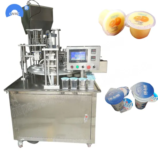 1KW Pre-cut Film Lid Rotary Cup Filling Sealing Machine Jelly Yogurt Milk