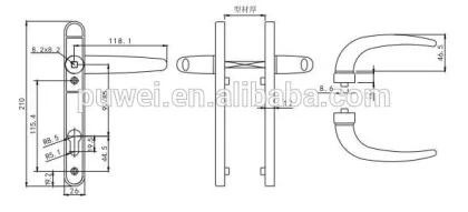 Ironmongery Door Accessories Door Handle Lock Set for Aluminum Casement Door