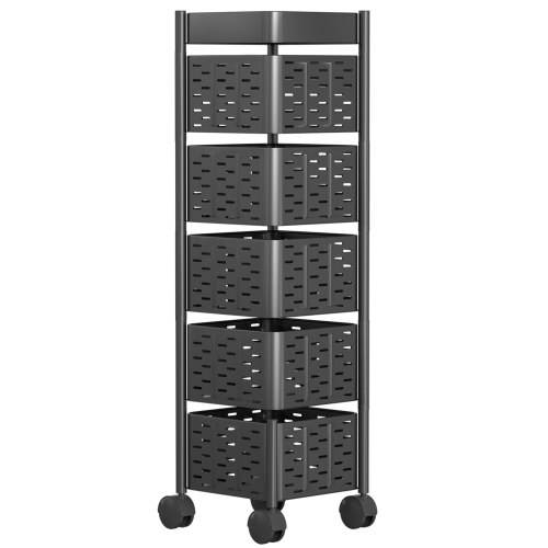 Swivel storage rack with removable rollers(5-Tier)