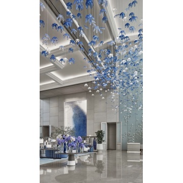 Customized lobby large decorative hanging flower chandelier