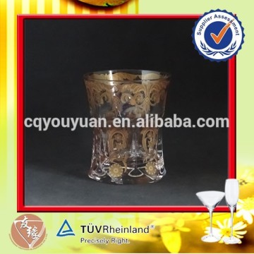 Hand made crystal whisky glass with gold decal
