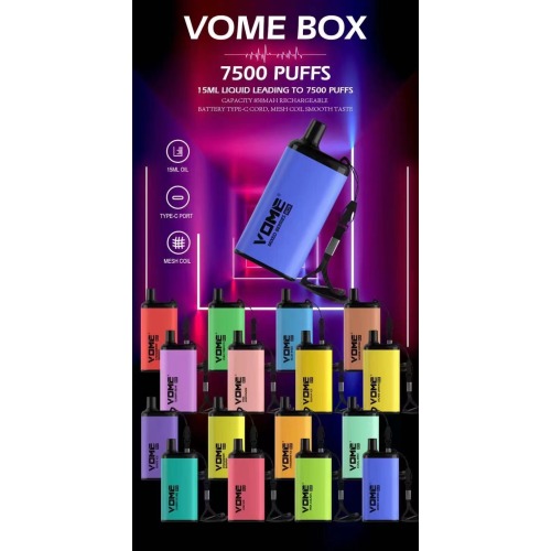 오리지널 vome box 7500 퍼프 리 스테이블 일회용 vape