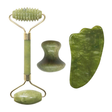 Natural Jade Roller Face Massager Gua sha Scraper Gouache Stone Facial Body Massage Roller Gouache Scraper Guasha Massage Tools