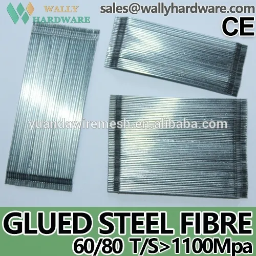 Glued steel fiber for industrial floor