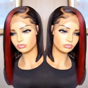 Wholesale Cheap Highlight 1B Honey Brown Color Straight Hd Short Black Women Bob Brazilian Human Hair Lace Front Wigs