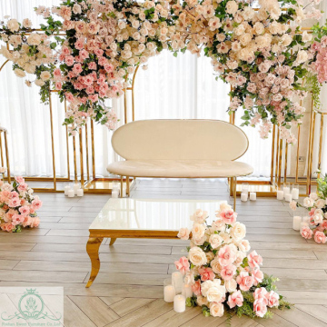 Wholesale High-Quality White Velvet Wedding Stainless Steel Sofa