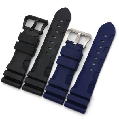 Pure Color Diver Rubber Silicone Watch Strap with PVD Tang Buckle for Panerai PAM 24mm