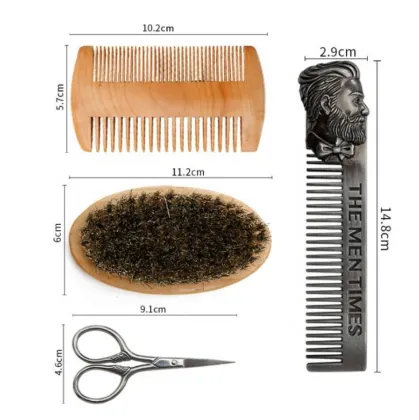 High Quality Sandlewood Wood Beard Combs and Brushes Grooming Set