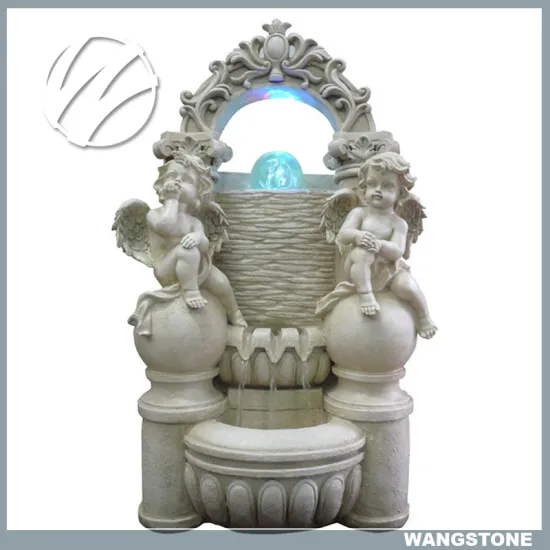 European Style Floating Ball Stone Angel Fountain