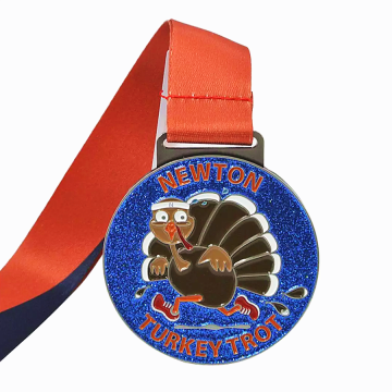 Custom glitter enamel turkey trot medal