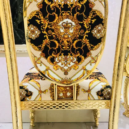 Elegant Wedding Chair - French Deluxe Palace Style Hotel Lobby Home Golden Dining Chair