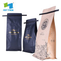 Høy kvalitet Kraft Paper Coffee Packaging Bags 12oz Flat Bottom Pouch