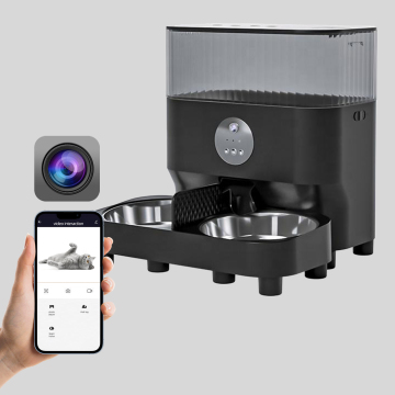 Smart Pet Feeder with Camera, 5L Double Dual Stainless Steel Bowl, Auto Timer, WiFi App Control