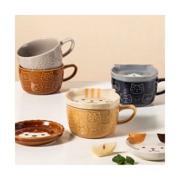 Maxcook Hot, продавая творческие милые керамические кофейные кружки с керамическими кошачьями с крышкой на завтрак и Рождество