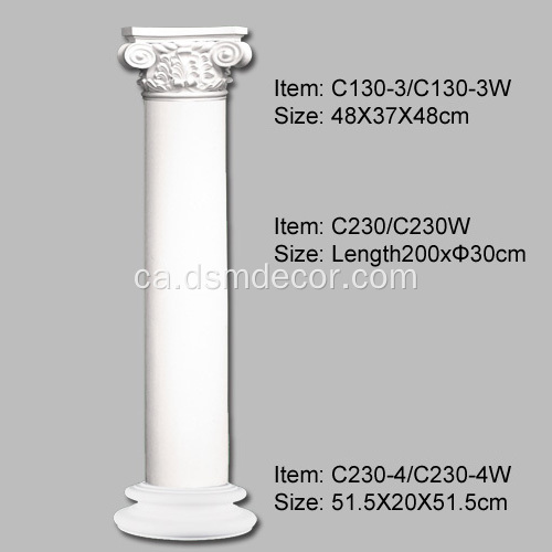 Capitells de columna jònics decoratius de PU