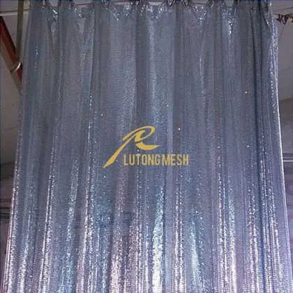 Metallic fabric curtain for metal partition decorative