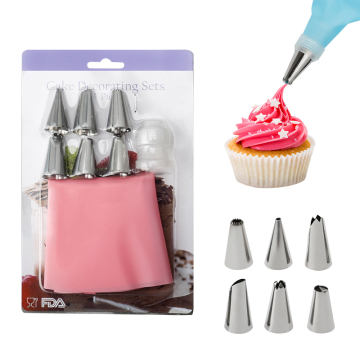 6 pezzi Pastry Borse e Ugello in acciaio inossidabile Set per la cottura e la decorazione di pasticceri