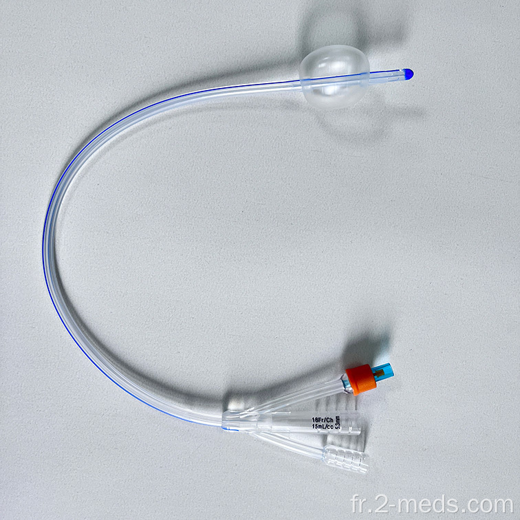 Cathéter stérile à 3 voies 100% en silicone foley