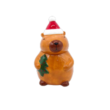 Chapéu de Papai Noel Capivara com Jarra de Armazenamento de Árvore de Natal