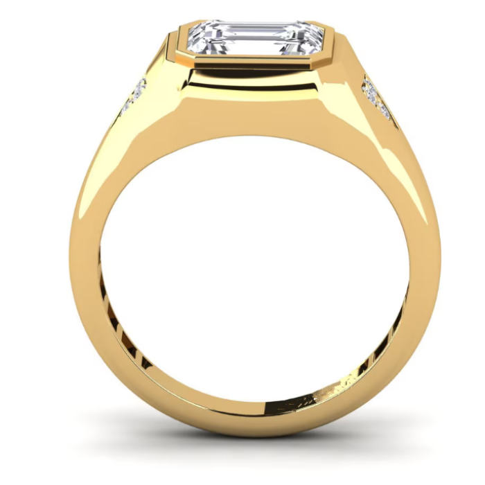 Cincin Lelaki Emas 14K yang Elegan dengan Potongan Zamrud Tumbuh Makmal