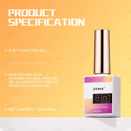 JTING 8-in-1 Nail Function Glue Gel for Rhinestones - OEM ODM Nail Hard Builder Base Gel