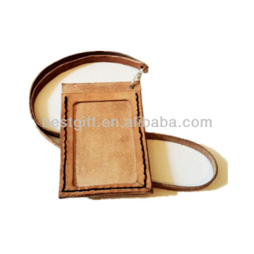 Work ID Card Holder Lanyard, Brown Leather Item
