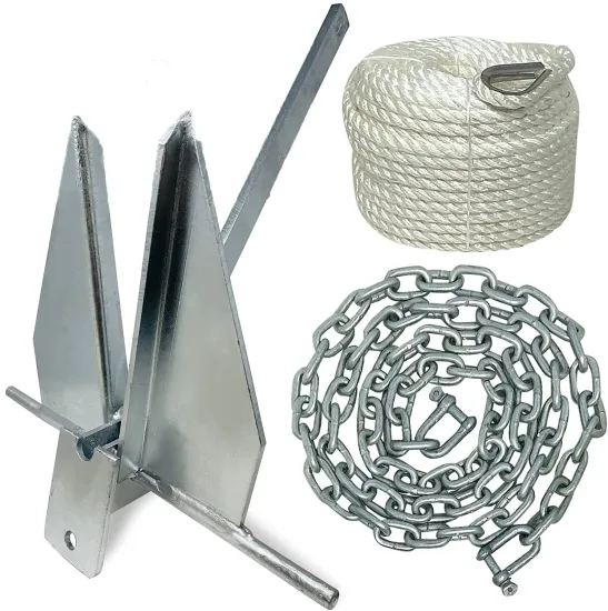 Heavy Duty Carbon Steel Danforth Anchor Kit with Chain and Rope