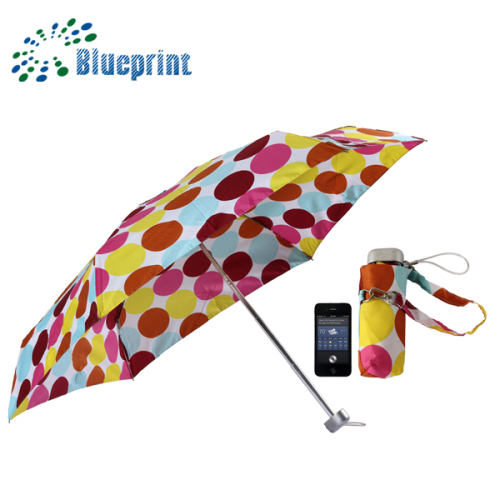 Manual Aluminum Frame Logo 5 Tote Bag Plastic Handle Fold Umbrella