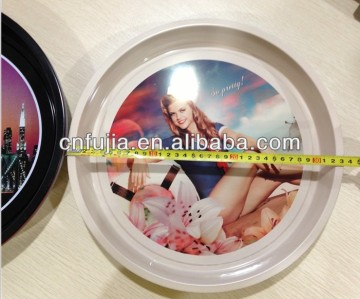 Wholesale high quality metal souvenir promotional gift stone round metal serving tray