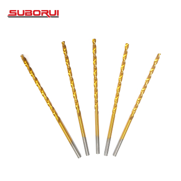 SUBORUI Cobalt Bright Titanium Long Twist Drill Bits HSS DIN340 for Stainless Steel and Metal